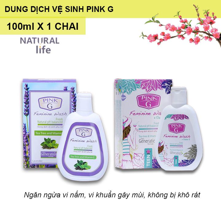 Combo 2 Dung dịch vệ sinh phụ nữ Pink G 100ml Hương Hoa Teen + Lavender