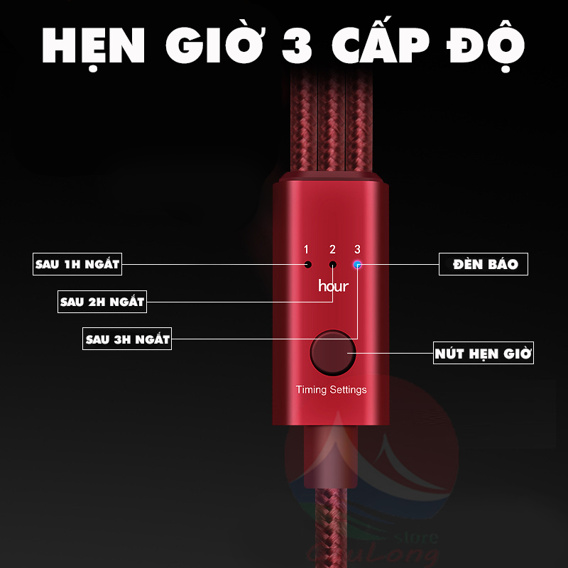 Cáp Sạc Tự Ngắt Hẹn Giờ Thông Minh 3H, 3 Đầu Đa Năng Lightning Type C Micro USB Chống Chai Pin, dây sạc tự ngắt an toàn sạc ban đêm