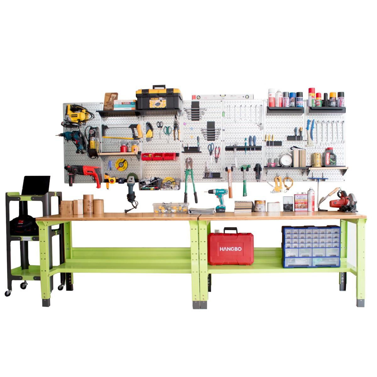 Bảng treo dụng cụ Pegboard cơ khí SMLIFE WB2 - Mô đun 2 Bảng mạ kẽm dày 1,2mm + bộ móc treo sơn tĩnh điện màu đen - Lưu trữ dụng cụ trực quan, dễ tìm kiếm - Combo dành cho gia đình
