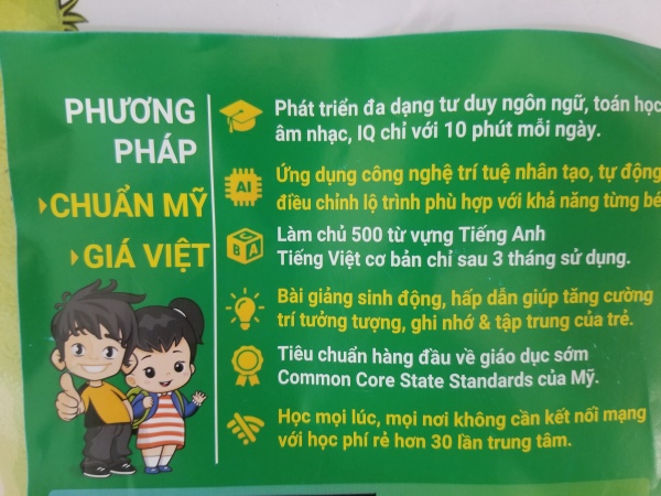 Bảng giá Thẻ học cho trẻ từ 2 tuổi đến 7 tuổi Phong Vũ