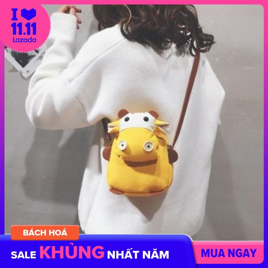 Túi đeo chéo canvas con bò vàng