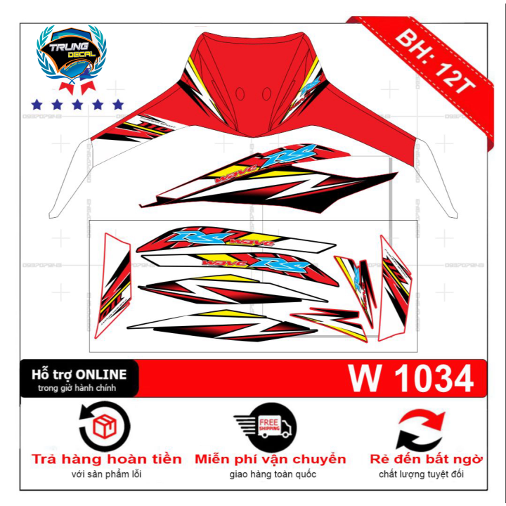Tem rời xe wave RS 2012 đỏ đen chế