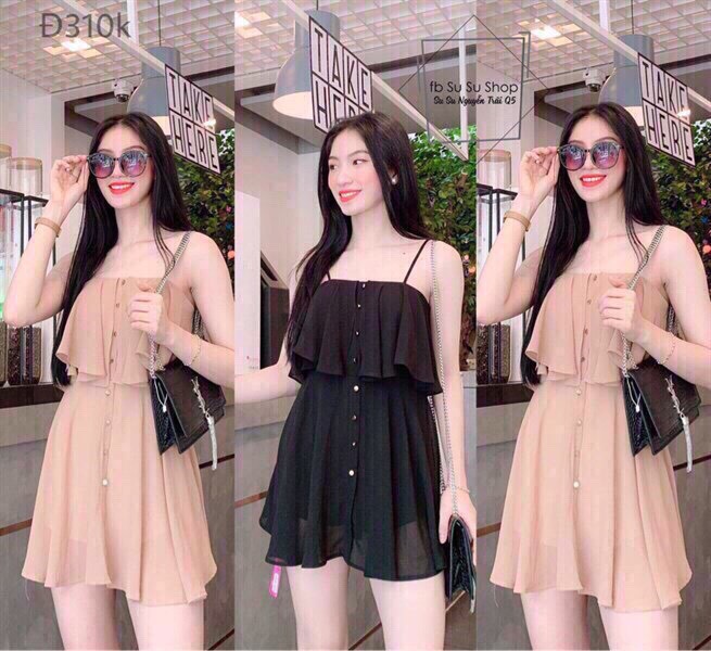 [HCM]ĐẦM HAI DÂY ĐÍNH NÚT SIÊU XINH