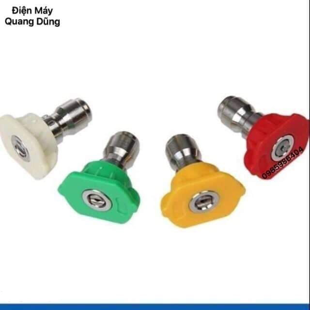 Bộ 4 Béc phun - Đầu béc gắn vòi xịt rửa của máy rửa xe áp lực cao - Ren nối nhanh 1/4 inch