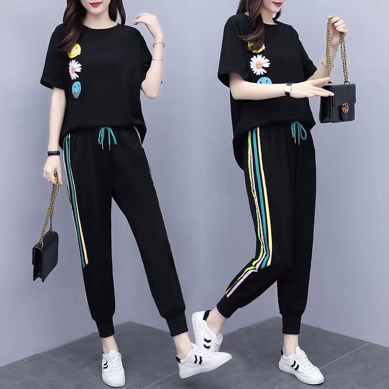 [HCM]SÉT BỘ THỂ THAO IN HOA CÚC MẶT CƯỜI CÁ TÍNH