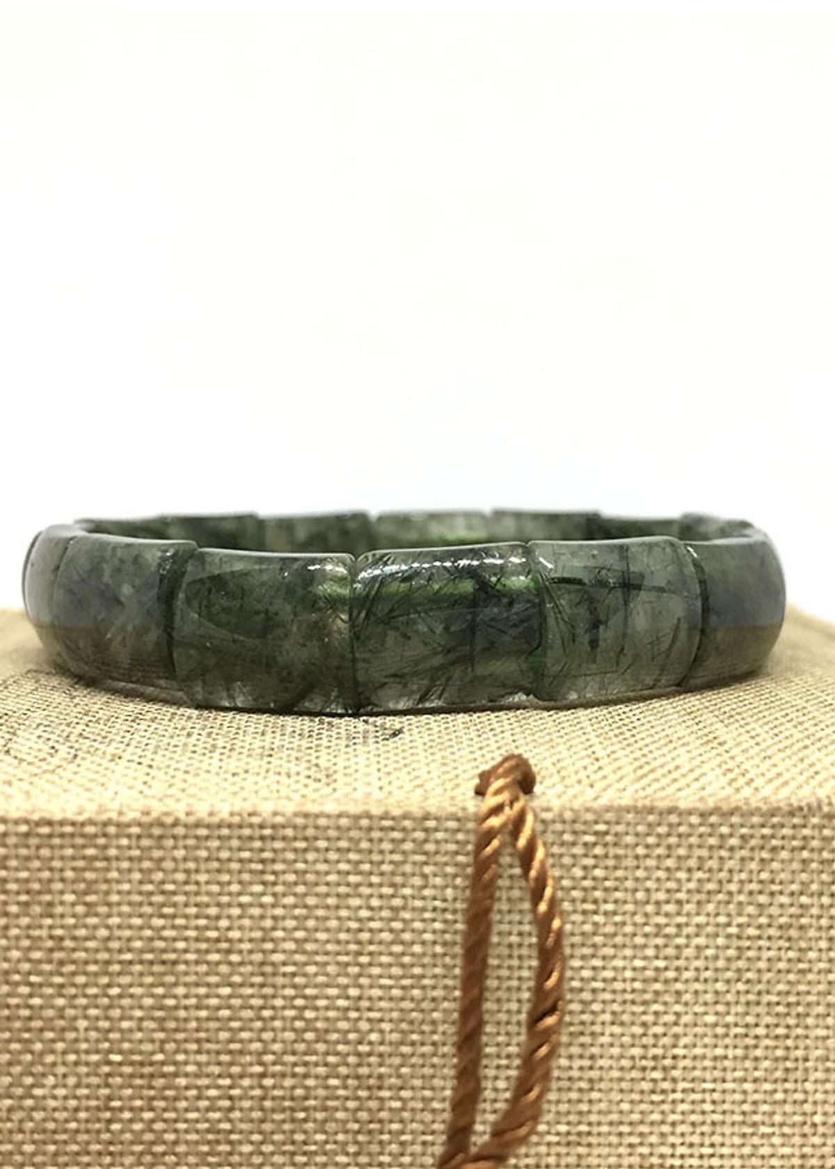 [FreeshipMAX] Vòng Thạch Anh Tóc Xanh Bảng 12x15mm
