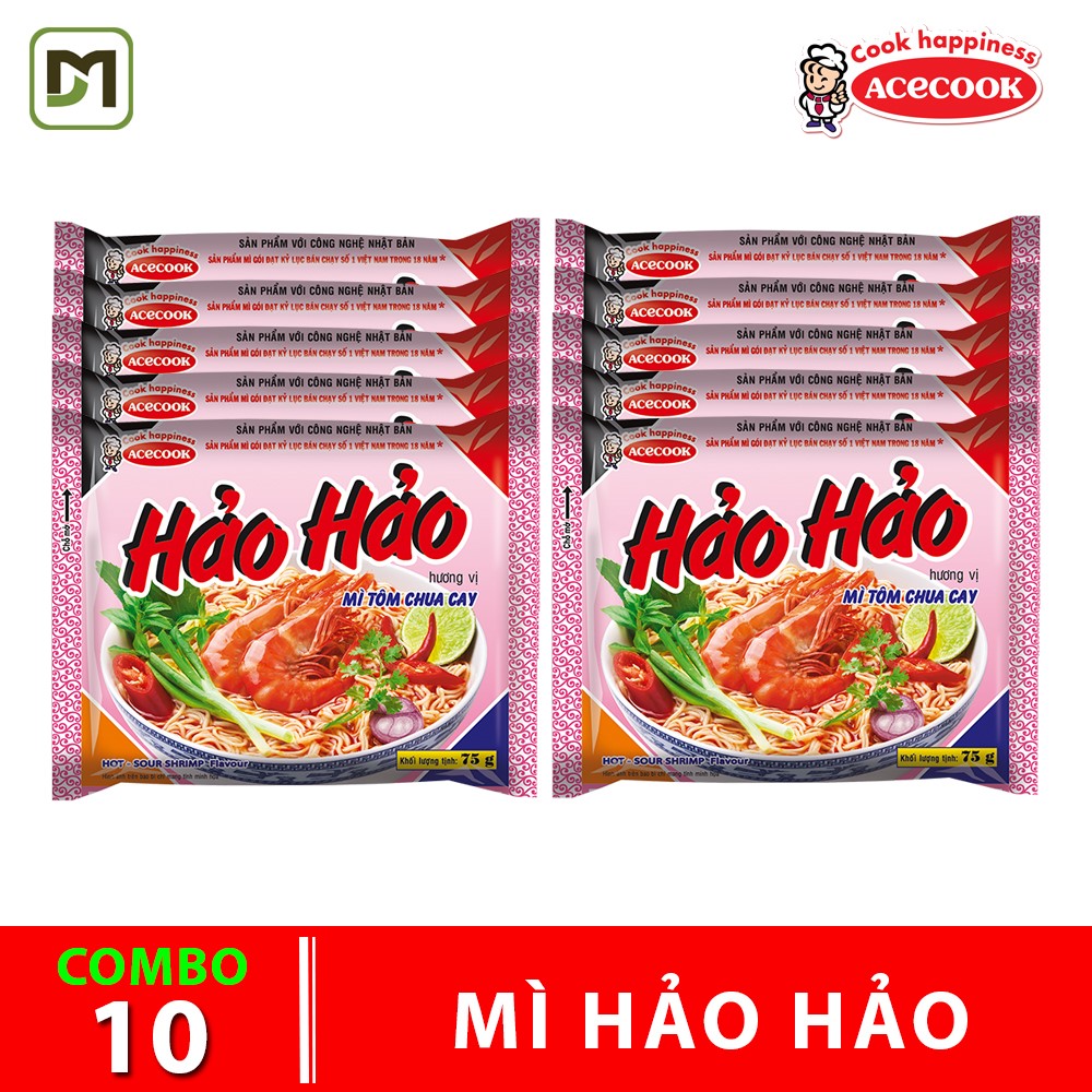 Combo 10 gói mì Hảo Hảo vị Tôm chua cay Acecook