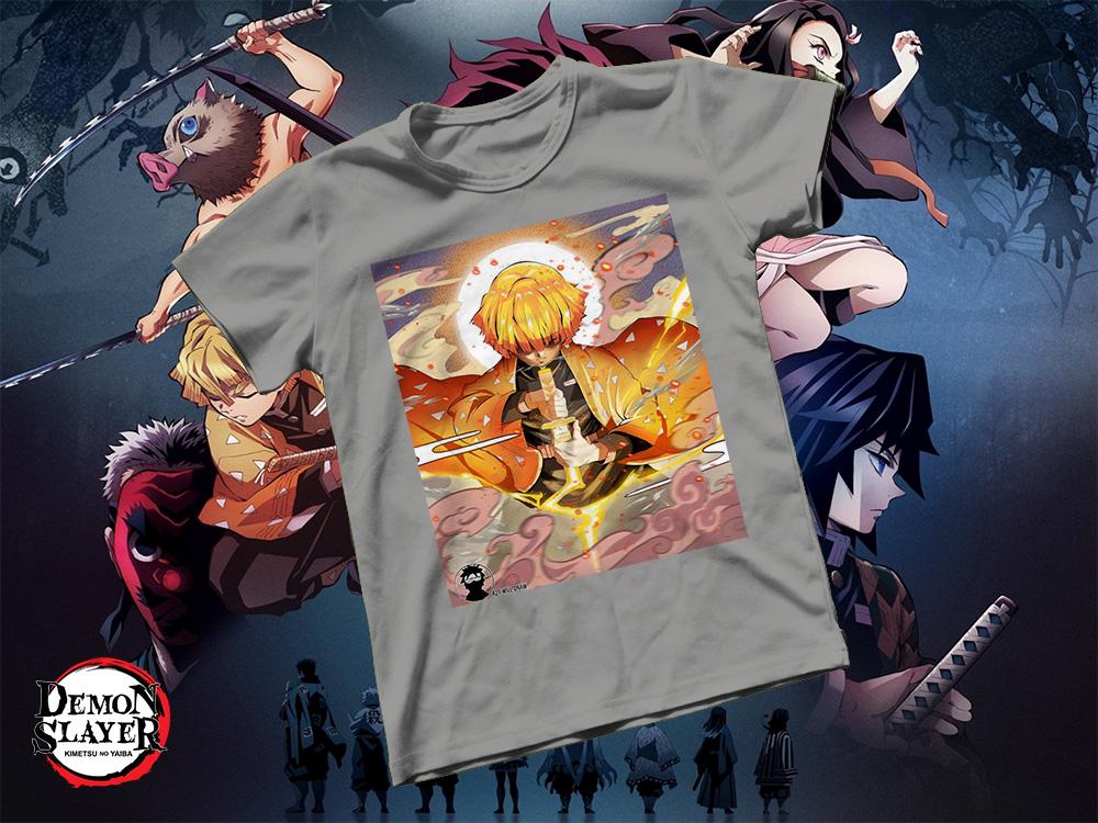 [HCM]Áo thun Cotton Unisex - Anime - Kimetsu no Yaiba - Lôi tức Zenitsu