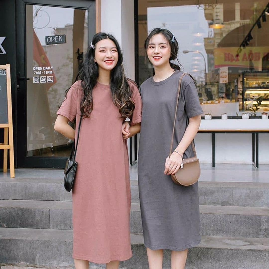 Đầm trơn form rộng mẫu basic