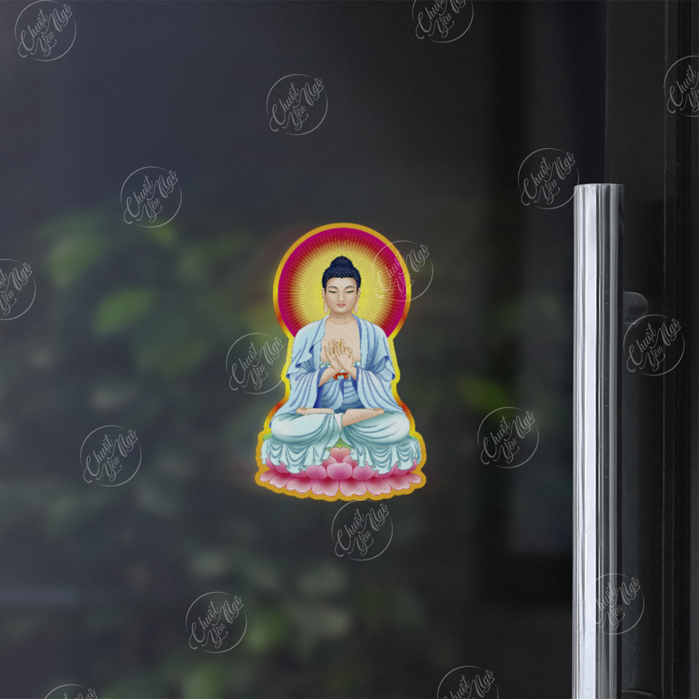Bộ 5 miếng dán hình Phật dùng để trang trí cầu may mắn bình an