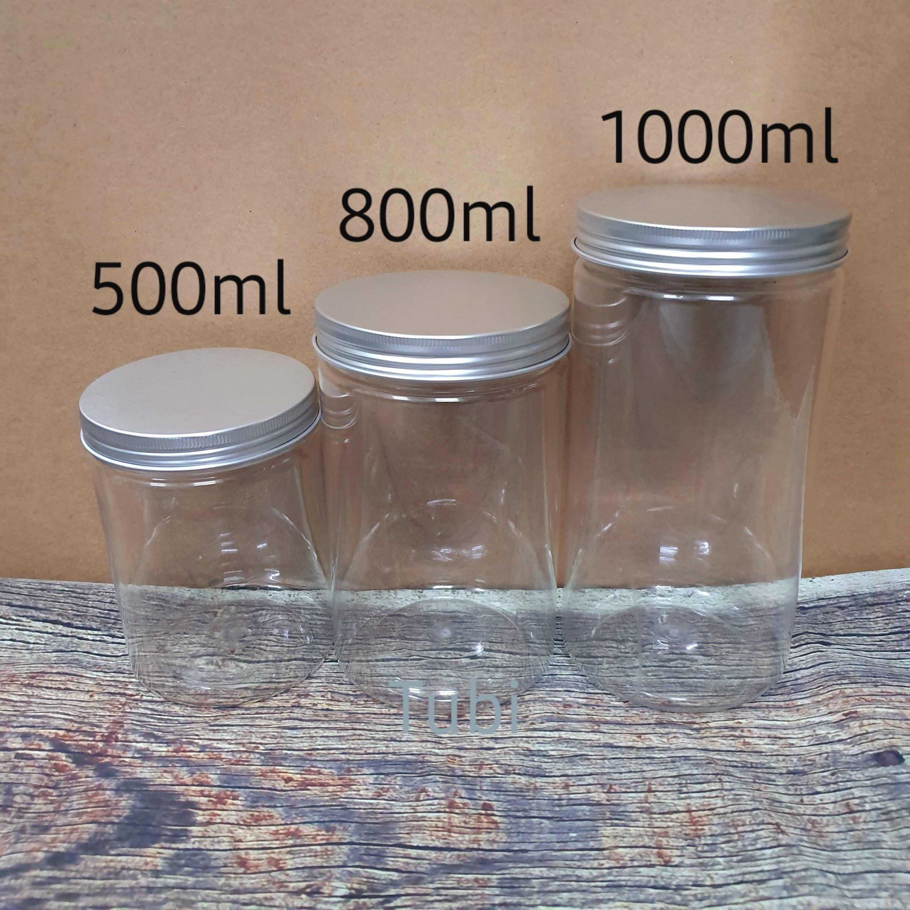 Hũ nhựa nắp nhôm 800 ml đẹp (set 5 hũ), lọ đựng gia vị, đồ khô, hạt, bột