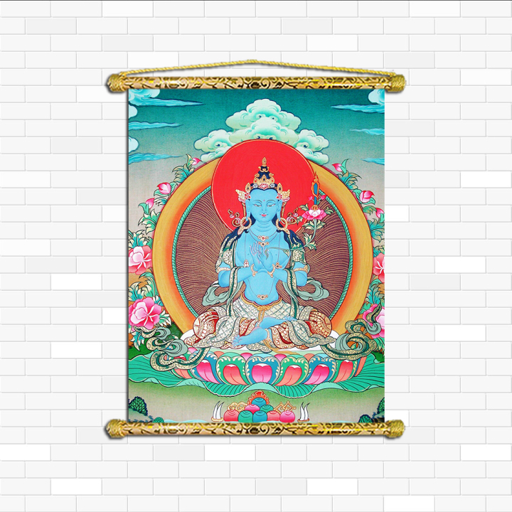 Tranh Liễn Phật Giáo - Hư Không Tạng Bồ Tát – Vải canvas cao cấp nẹp sáo gỗ tự nhiên, nhiều size nhiều mẫu thiết kế KT: 50x75 cm