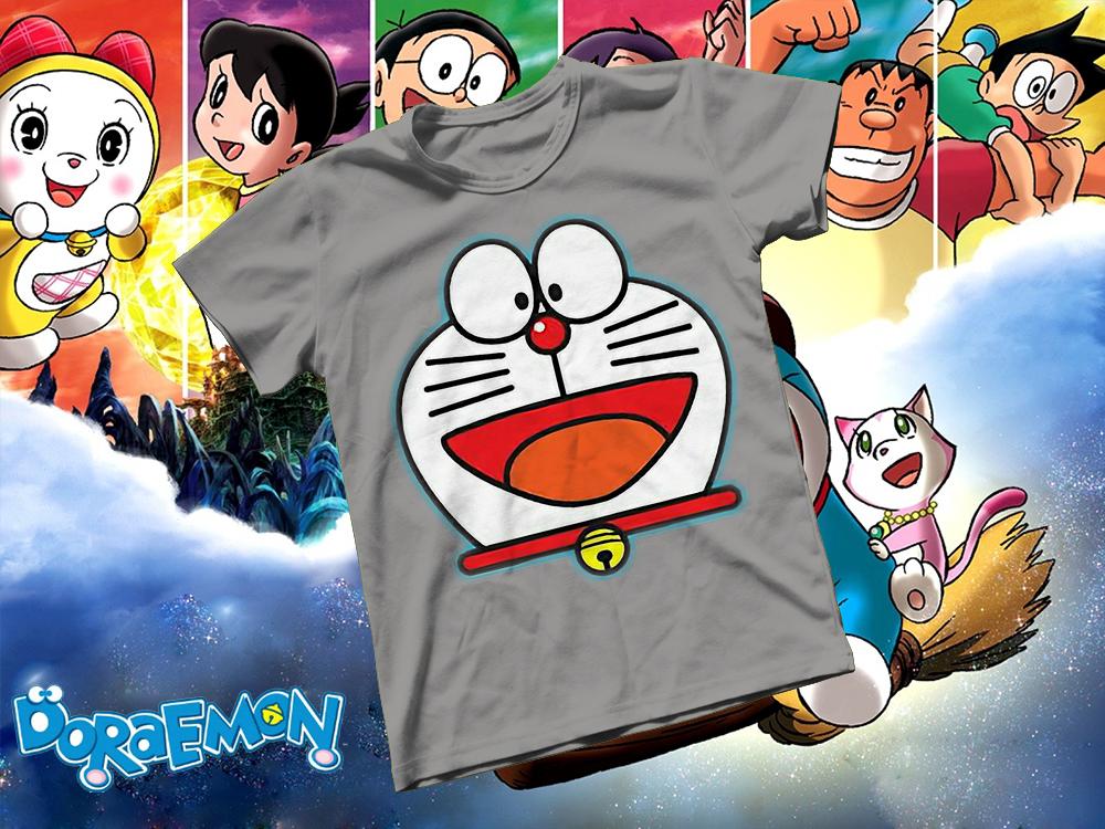 [HCM]Áo thun Cotton Unisex - Anime - Doraemon - Mặt Doraemon dễ thương