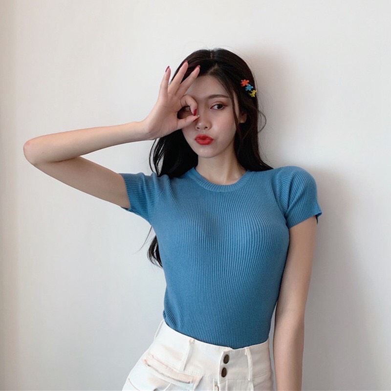 [HCM]Áo Thun Nữ Cổ Tròn Form Body Hàn Quốc