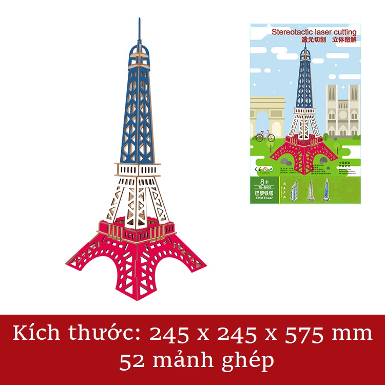 [HCM]Đồ chơi lắp ráp 3D gỗ mô hình tháp eiffel - 52 mảnh ghép