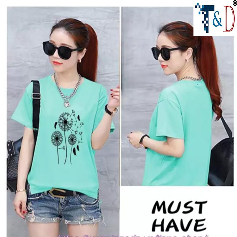 Áo thun nữ lá bồ công anh may mắn thời trang nhiều màu