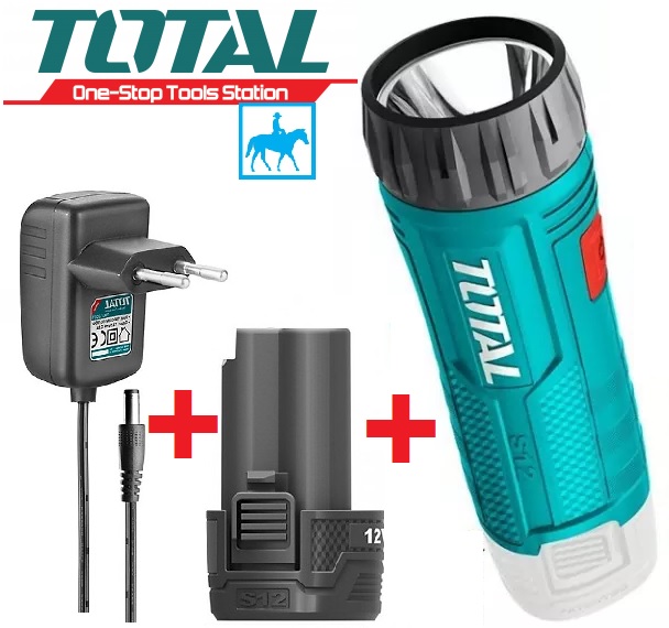 [HCM]Đèn Pin Chiếu Xa 30 Mét 1W LED 100 Lumens TOTAL TWLI1201 Bao Gồm Pin Sạc 1.5Ah và Adapter