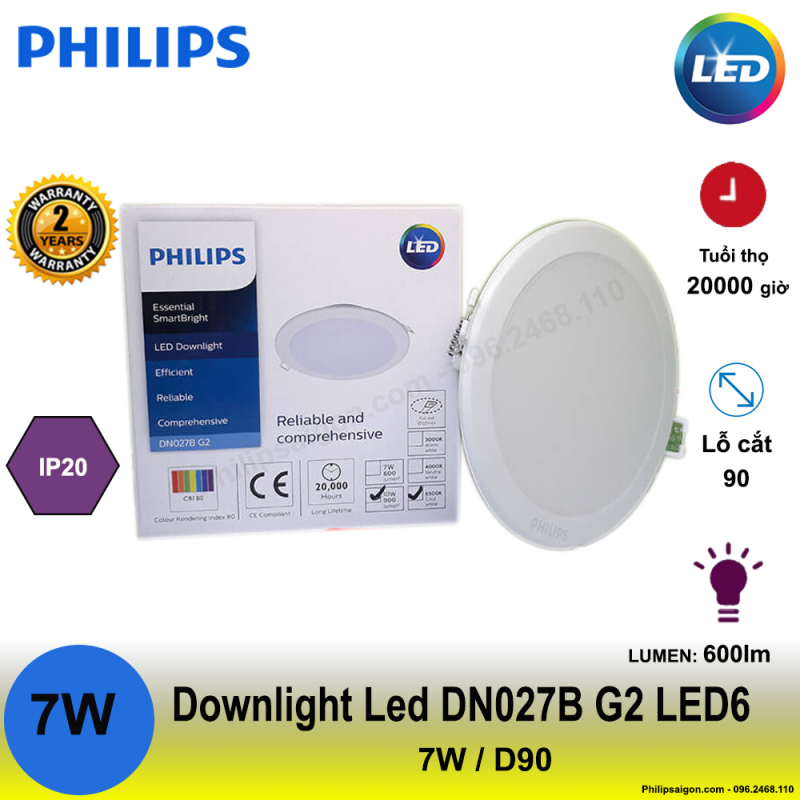 Đèn Downlight led âm trần Philips DN027B G2 7W / 10W / 14W / 17W / 22W