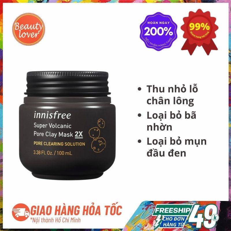 Mặt Nạ Đất Sét Innisfree Super Volcanic Pore Clay Mask 2x 100ml – Beauty Lover Mặt Nạ Loại Bỏ Bã Nhờn Và Tiêu Diệt Mụn Đầu Đen giá rẻ