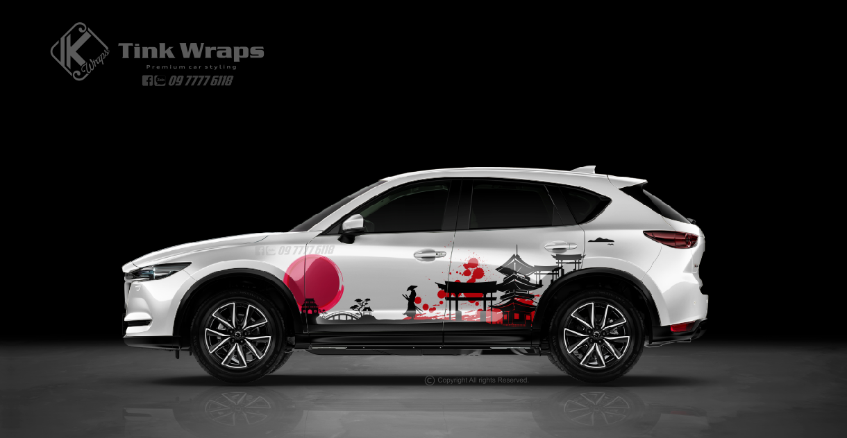 Decal samurai dán sườn xe SUV 7 chỗ