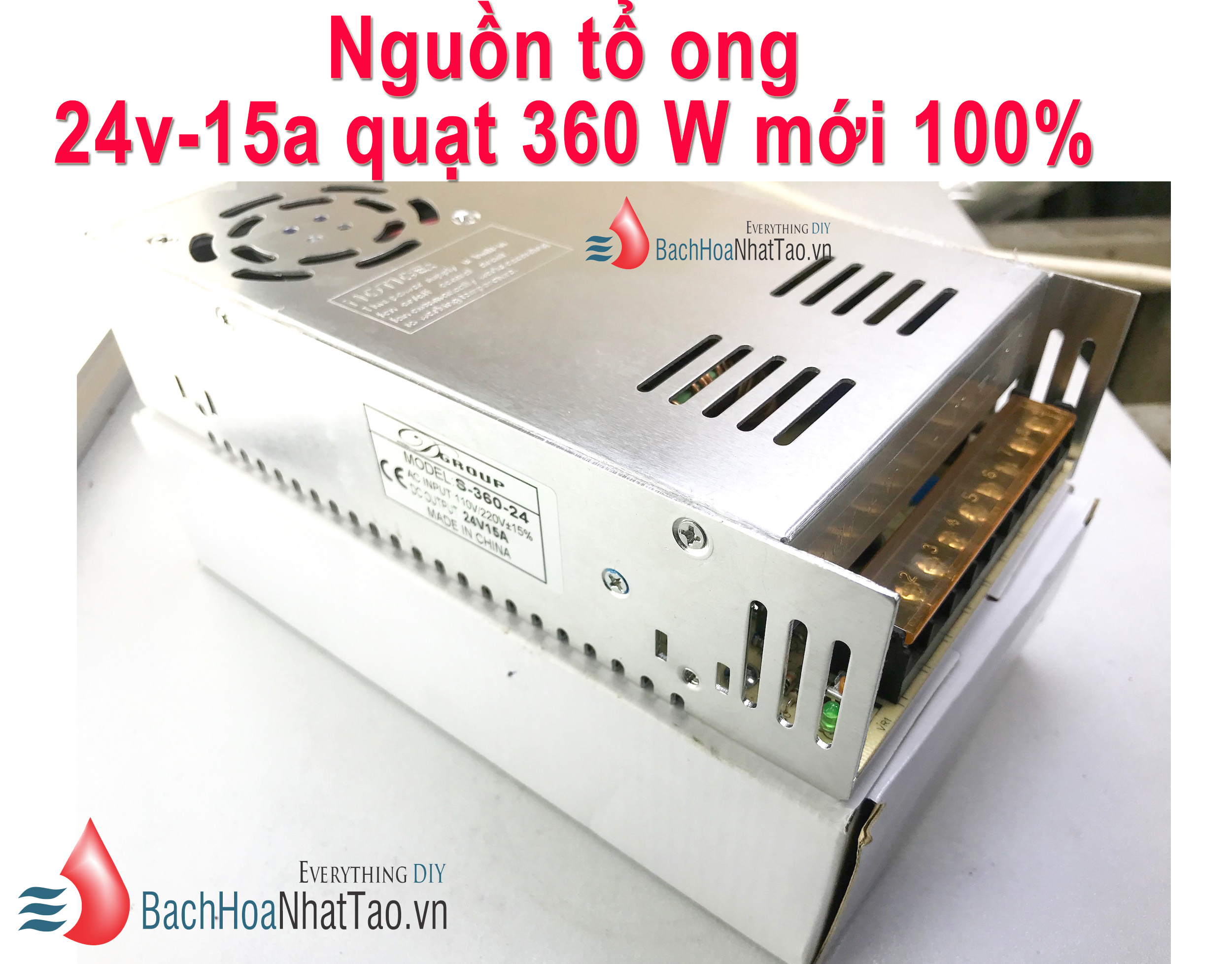 Nguồn tổ ong 24v 15a 360w mới 100% quạt