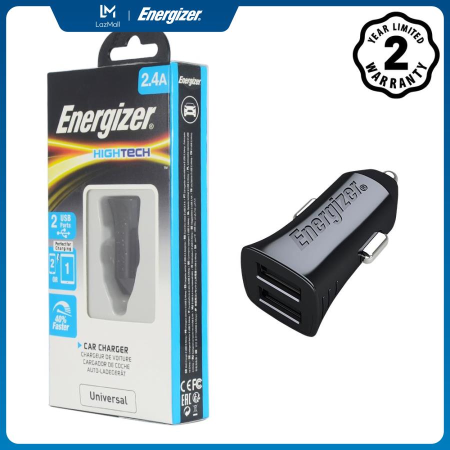 Sạc ô-tô Energizer 2.4A 2USB màu đen - DCA2BHBK3