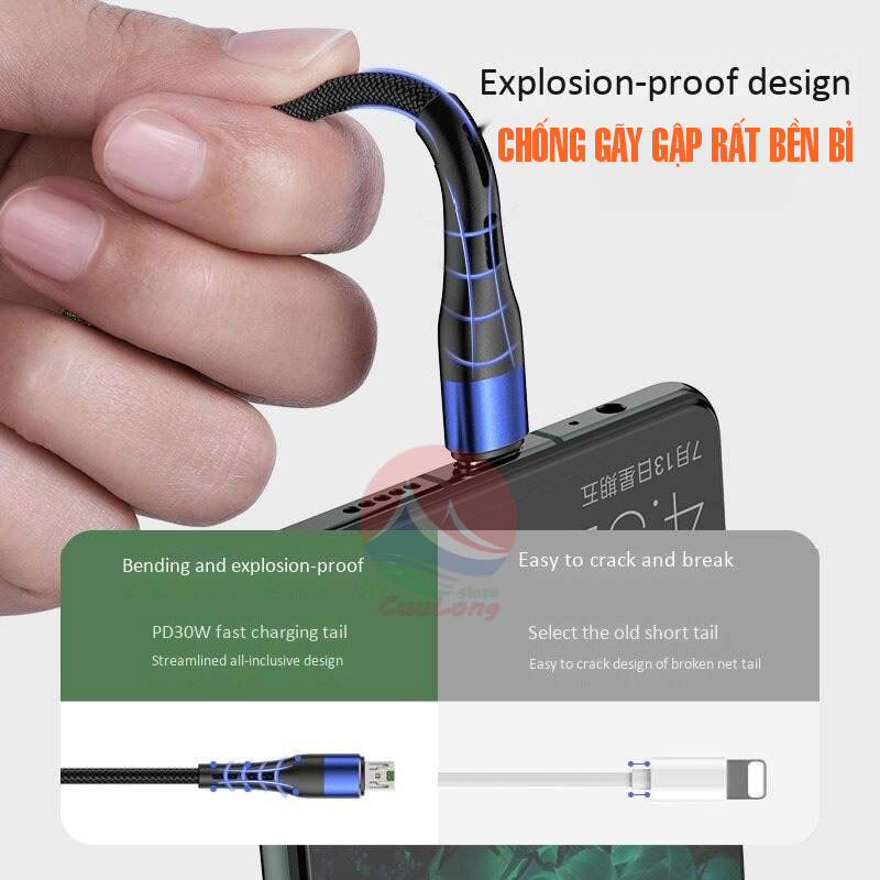 Cáp Sạc Tự Ngắt Hẹn Giờ 10h Thông Minh Chống Chai Pin Điện Thoại Màn Hình Led Điện Áp CuuLongstore