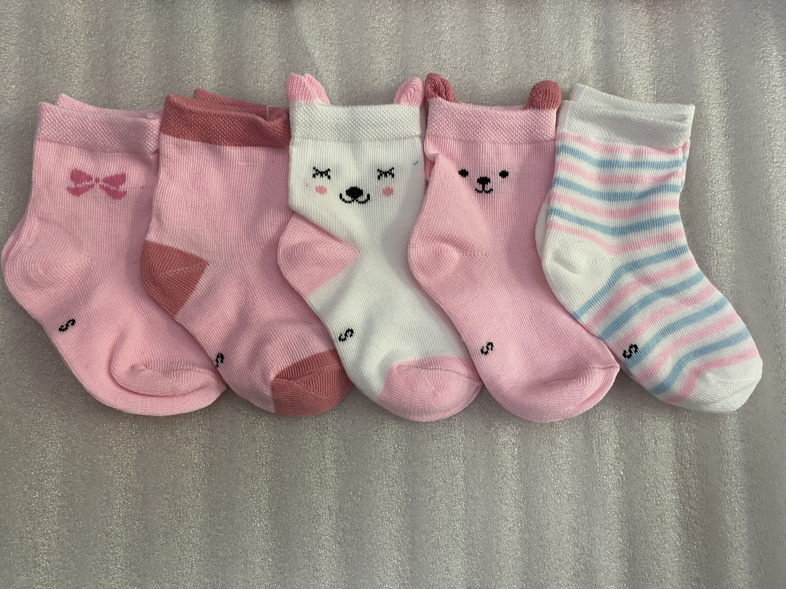 Set 5 đôi tất cao cổ cho bé sợi bông nguyên chất (không xù)