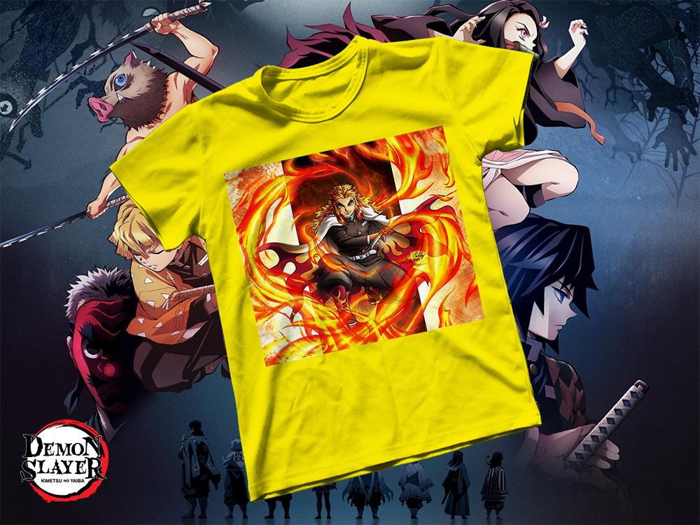 [HCM]Áo thun Cotton Unisex - Anime - Kimetsu no Yaiba - Viêm trụ Rengoku