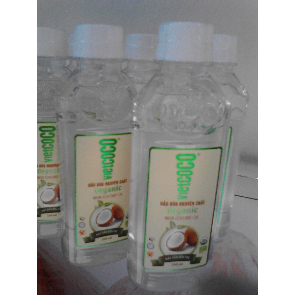 {CHAI PET 250ML} DẦU DỪA NGUYÊN CHẤT ÉP LẠNH ORGANIC VIETCOCO