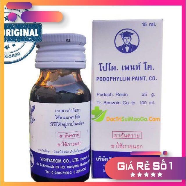 PODOPHYLLIN Thái Lan 25% chính hãng sùi mào gà không tái phát
