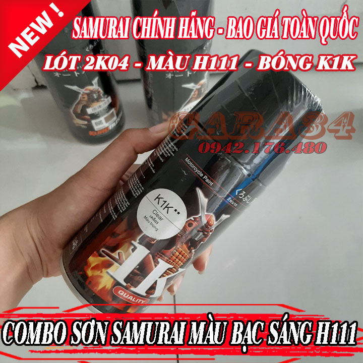 COMBO 3C SƠN SAMURAI MÀU BẠC SÁNG H111 LÓT 2K04