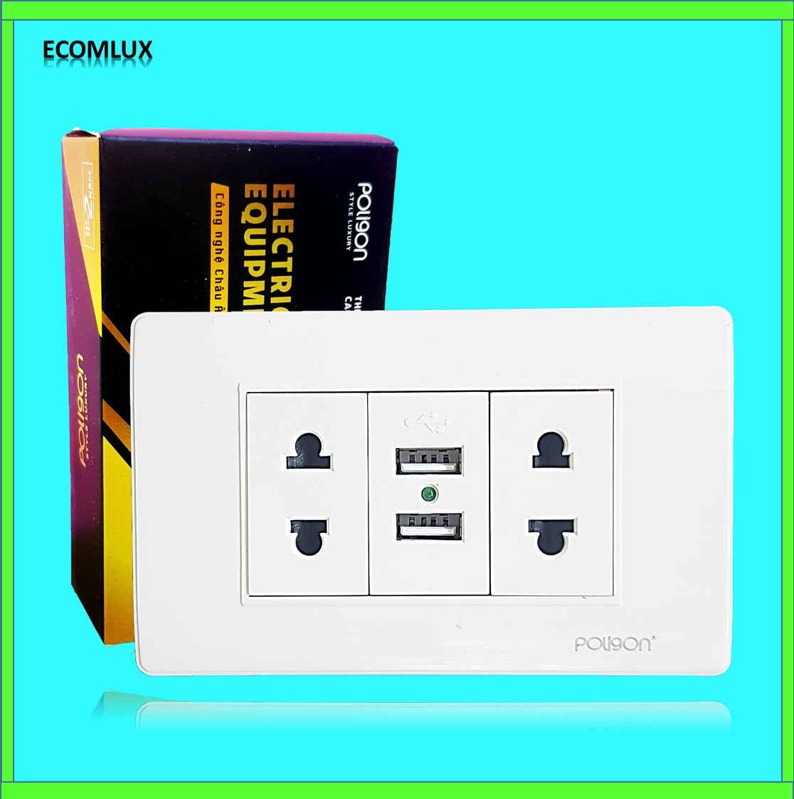 Ổ cắm USB đa năng Kèm 2 Ổ Cắm đơn ( màu trắng)
