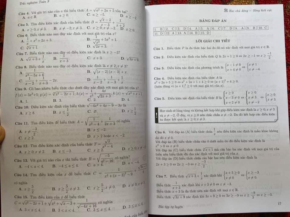 Sách Trắc Nghiệm Toán 9