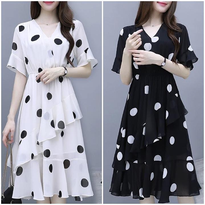 [HCM]ĐẦM CHẤM BI TẦNG SIÊU DỄ THƯƠNG A5 ĐỦ SIZE 30 ĐẾN 70KG