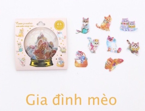 Gói sticker 48 miếng thiết kế hình quả cầu pha lê