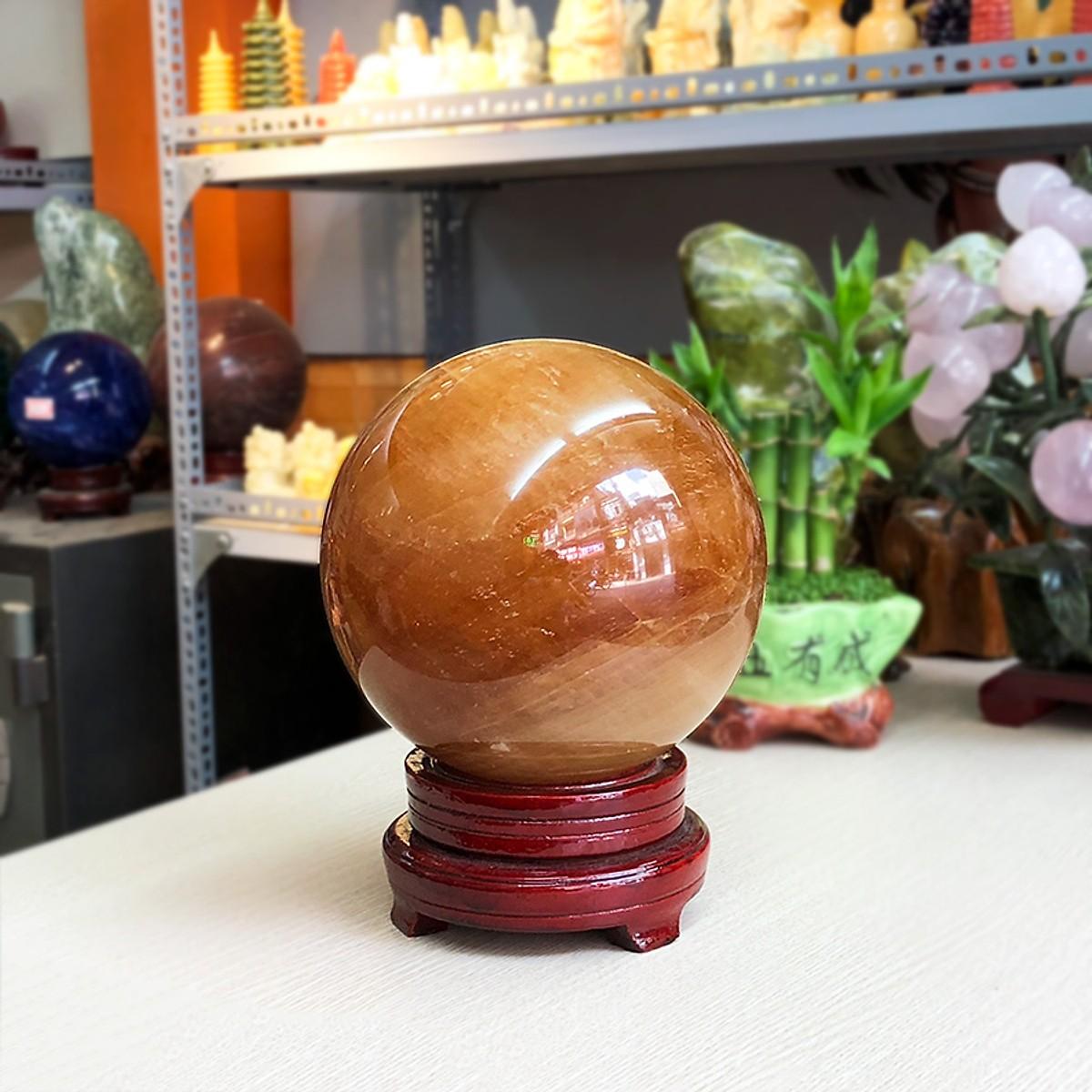 [FreeshipMAX] [Trả góp 0%]Quả cầu phong thủy đá Canxit vàng 2A