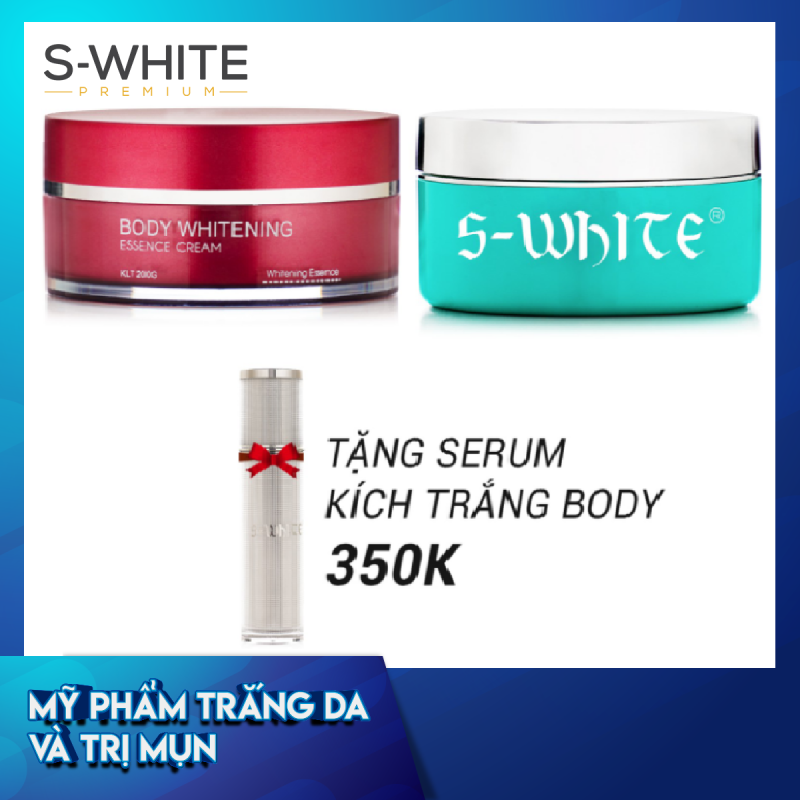 Combo da trắng mịn gồm Kem Body Cốt S-White + Kem Body Táo S-White tặng 1 Serum Kích Trắng Body S-White
