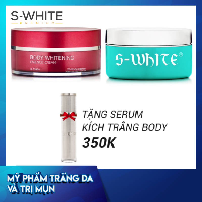 Combo da trắng mịn gồm Kem Body Cốt S-White +  Kem Body Táo S-White tặng 1 Serum Kích Trắng Body S-White cao cấp