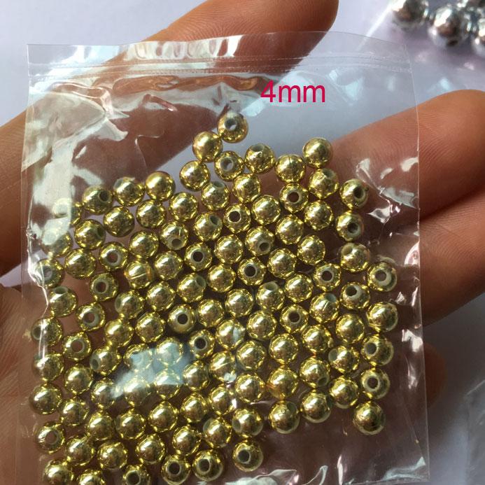 Hạt cườm nhựa phủ màu vàng/ bạc size 4-8mm