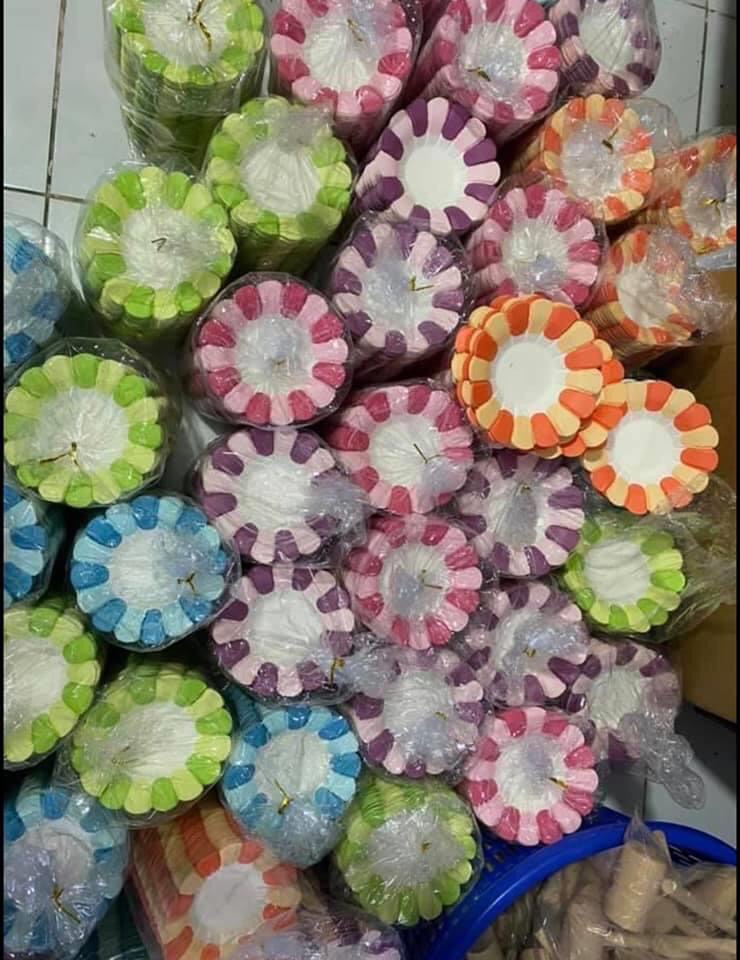 Đĩa giấy hình hoa trang chí 5 cái