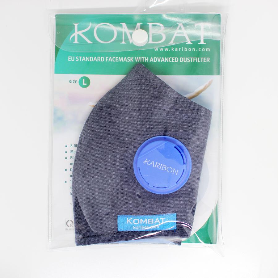 Khẩu trang Karibon Kombat 8 lớp, có 2 van thở 1 chiều, lọc bụi mịn size L