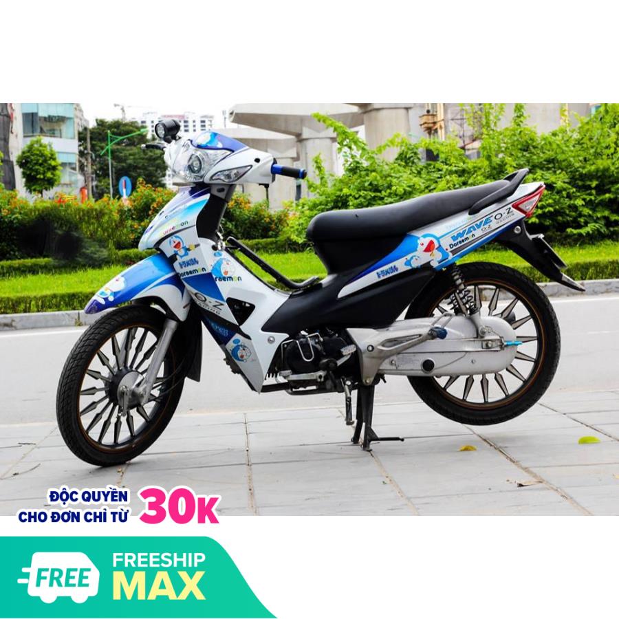 Tem trùm xe wave doremon xanh trắng 100, team dán xe máy wave, tem trùm wave, tem trum xe wave, team wave, team trùm wave, tem trum wave doremon xanh trắng 100 (wave alpha đời 2006-2016)