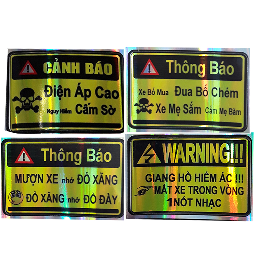 Tem logo 4 miếng điện Cao Thế tem dán xe máy, xe đạp điện x men, xe máy điện, ba lô, túi đeo, bàn học, tem dán 7 màu dành cho hội yêu xe, thích chế xe Zjnmart