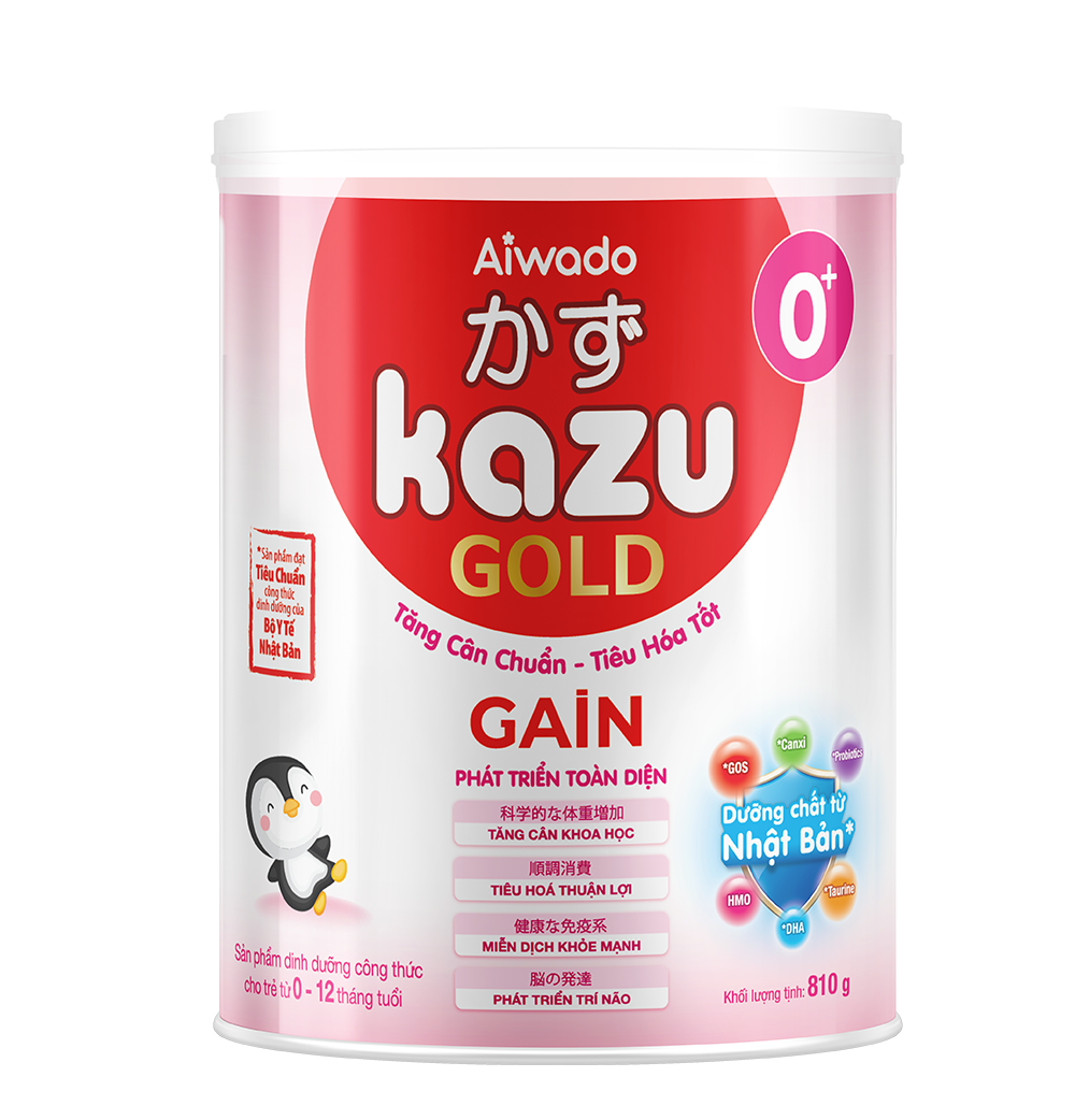 Sữa bột Aiwado KAZU GAIN GOLD 0+ 810g dưới 12 tháng - Tinh tuý dưỡng chất