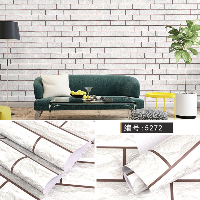 Cuộn 5m x 0.45m decal giấy dán tường gạch 3d xám trắng keo sẵn bóc dán a104