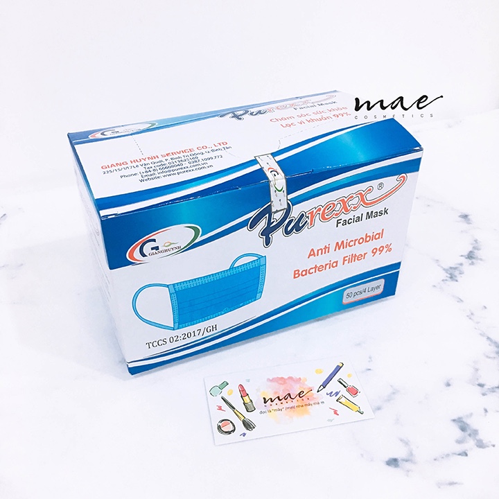 Che mặt kháng khuẩn 4 lớp Pu-rex xanh
