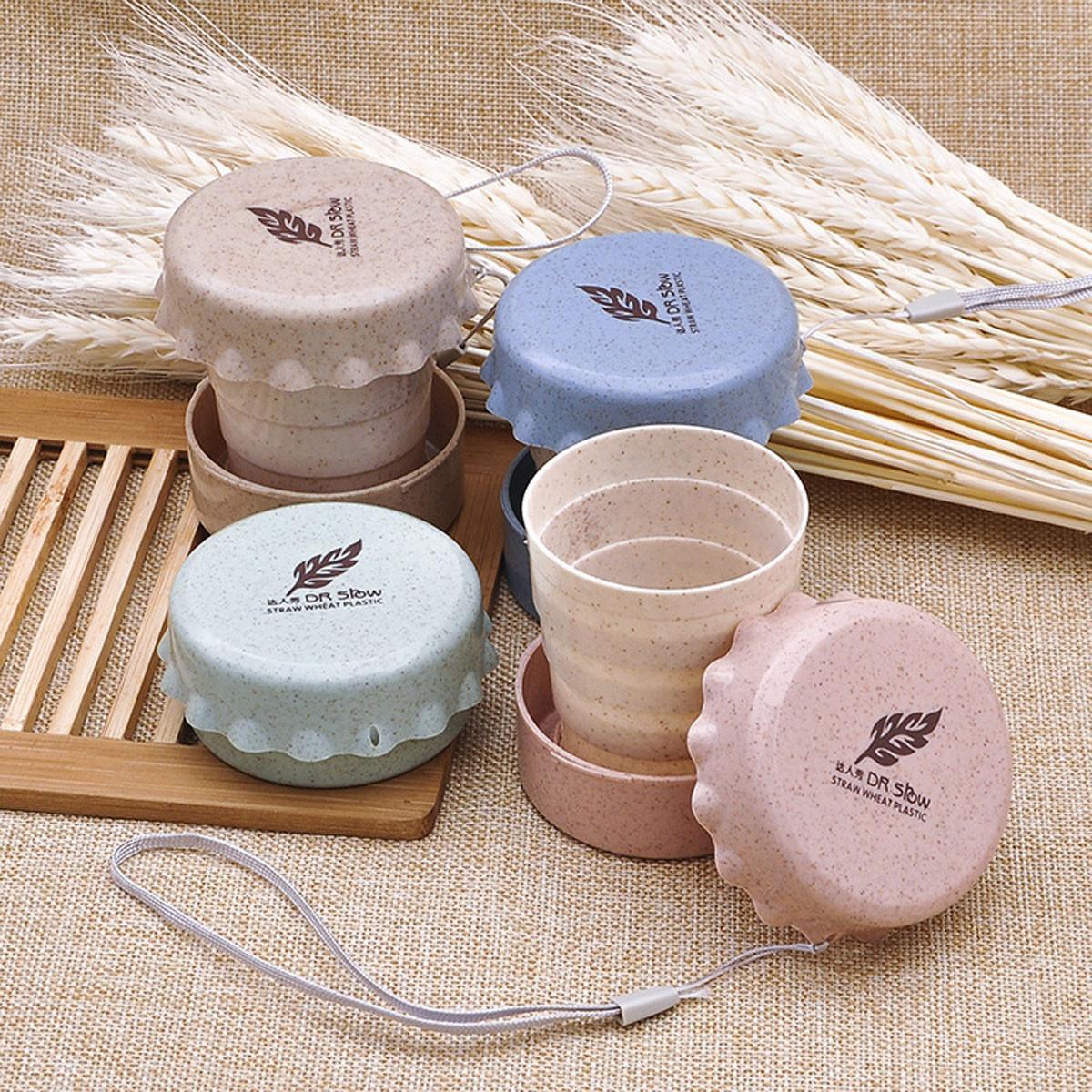 Cốc uống nước, trà, cafe gập gọn bằng lúa mạch (giao màu ngẫu nhiên)
