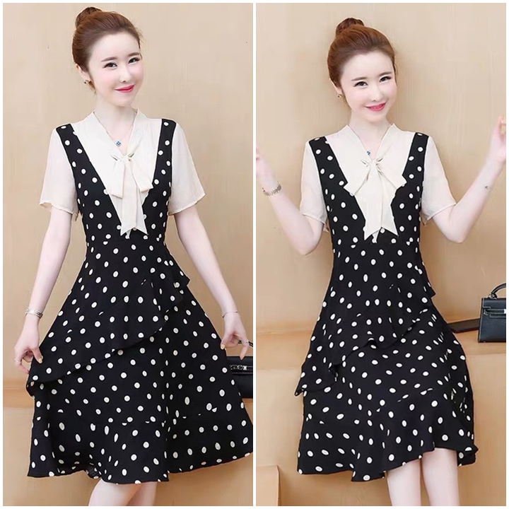 ĐẦM VOAN PHỐI LỤA CHẤM BI SIÊU XINH ĐỦ SIZE 30-72KG - 75665