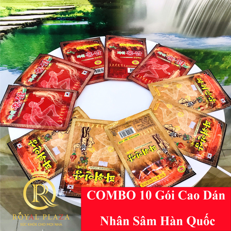 COMBO 10 Gói Cao Dán Hồng Sâm Hàn Quốc - 20 miếng/ 1 gói - hỗ trợ đau lưng, đau vai gáy, nhức mỏi cơ thể giá rẻ